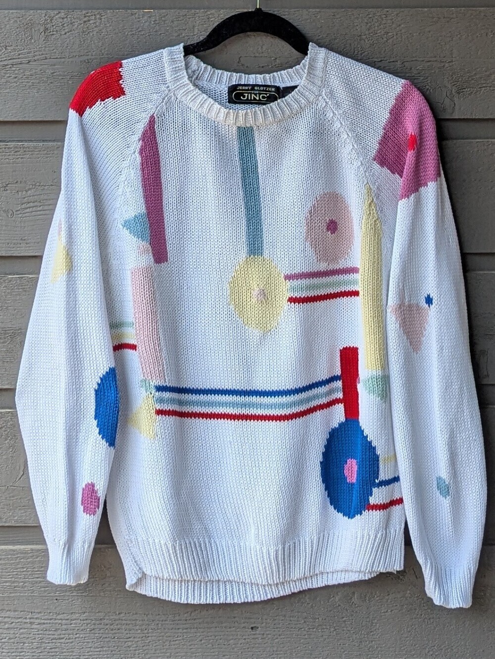 VTG 80s Bauhaus Jerry Glotzer For JINC' Crew Neck Sweater Size Large 100% Cotton